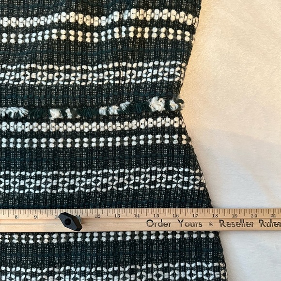 Tory Burch Norfolk Striped Tweed Dress 2 Cap Sleeve Fit & Flare Green Blk Wht - Picture 7 of 12